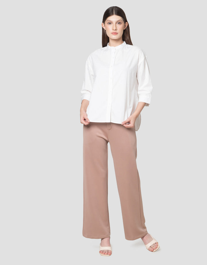 Connexion 3/4 Sleeve Ctn Mandarin Coll Kemeja Wanita