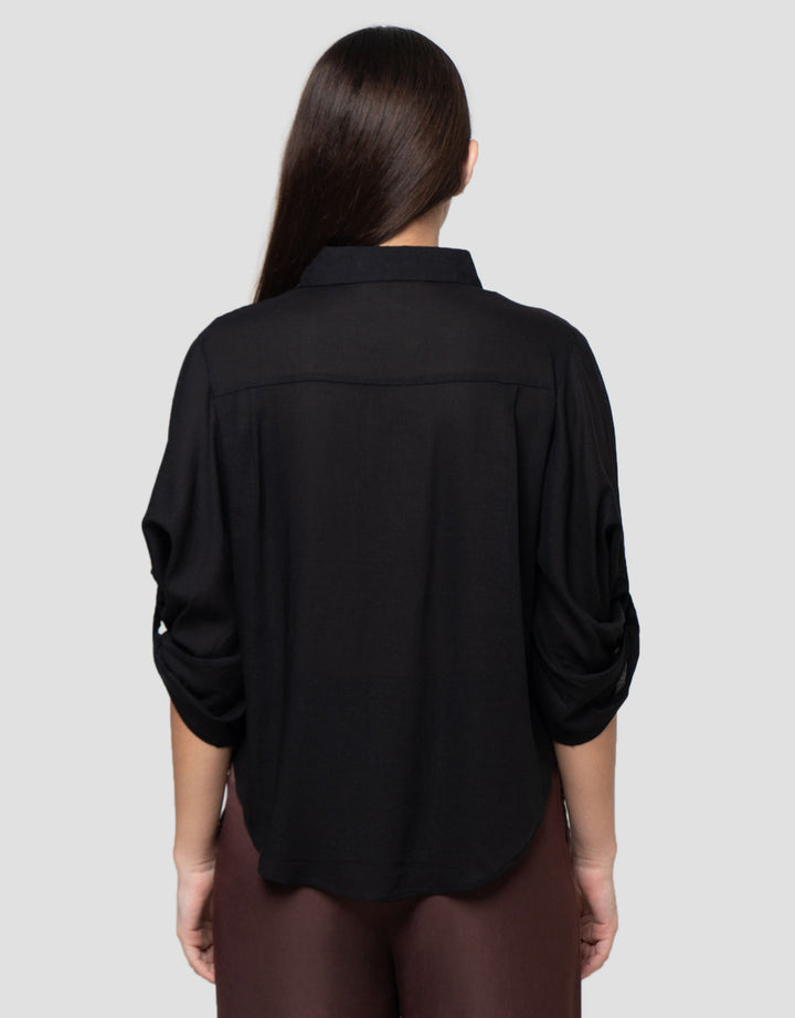 Connexion Blend Relaxed Knotted Sleeve Kemeja Wanita