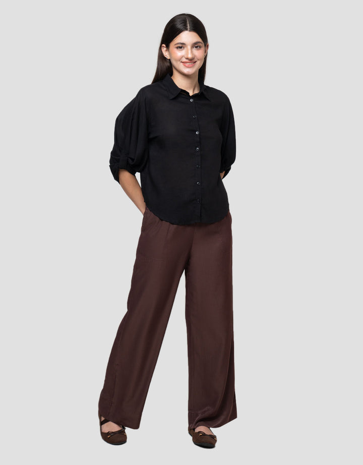 Connexion Blend Relaxed Knotted Sleeve Kemeja Wanita