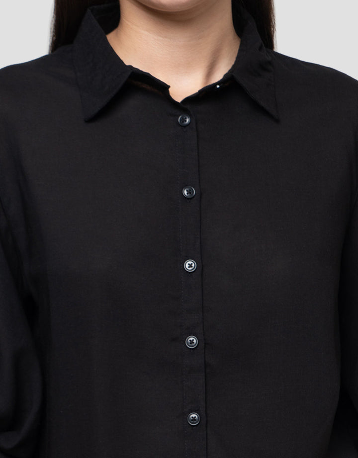 Connexion Blend Relaxed Knotted Sleeve Kemeja Wanita