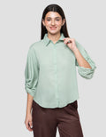 Connexion Blend Relaxed Knotted Sleeve Kemeja Wanita