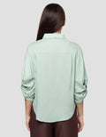 Connexion Blend Relaxed Knotted Sleeve Kemeja Wanita