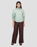 Connexion Blend Relaxed Knotted Sleeve Kemeja Wanita