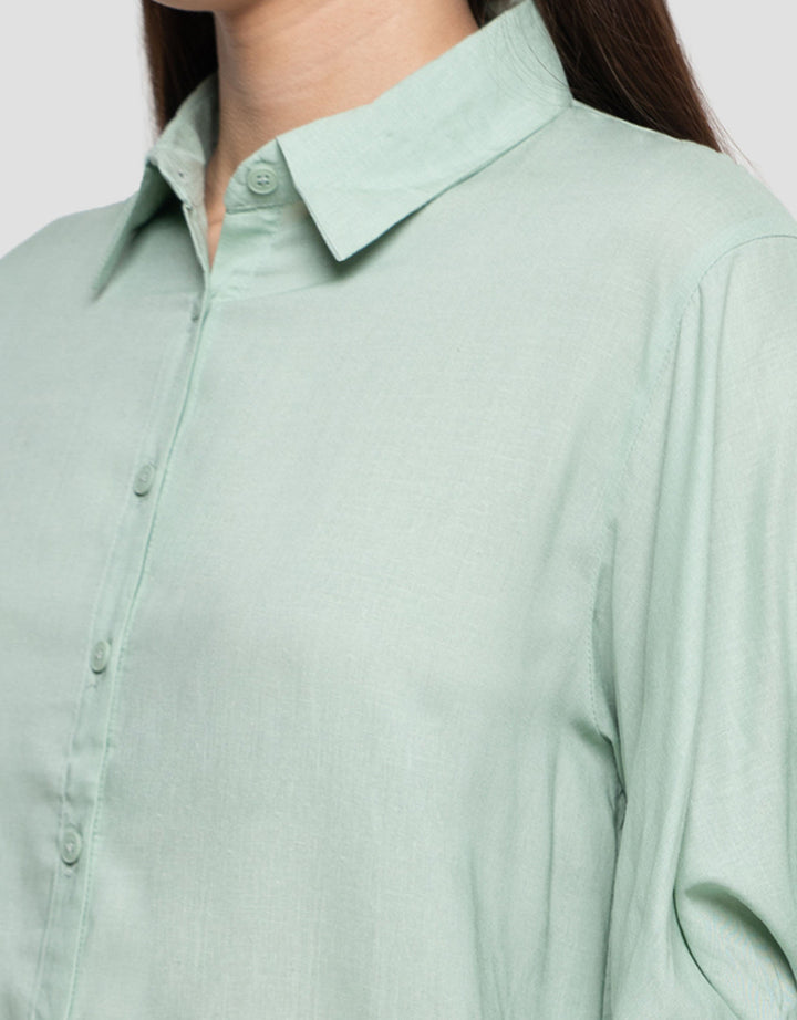 Connexion Blend Relaxed Knotted Sleeve Kemeja Wanita