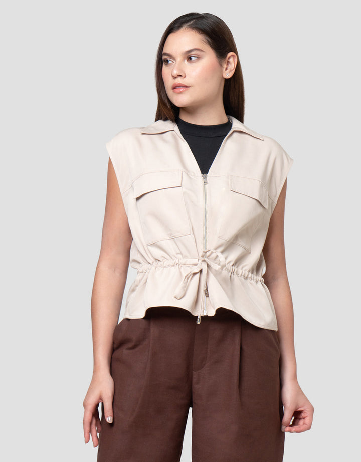 Connexion Casual Outer Blend With Drawstring Loose Fit Blazer Wanita