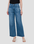 Connexion Wide Leg Full Length Whisker Celana Denim Wanita