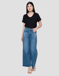 Connexion Wide Leg Full Length Whisker Celana Denim Wanita