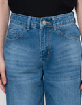 Connexion Wide Leg Full Length Whisker Celana Denim Wanita