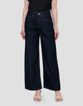 Connexion Wide Leg Full Length Whisker Celana Denim Wanita
