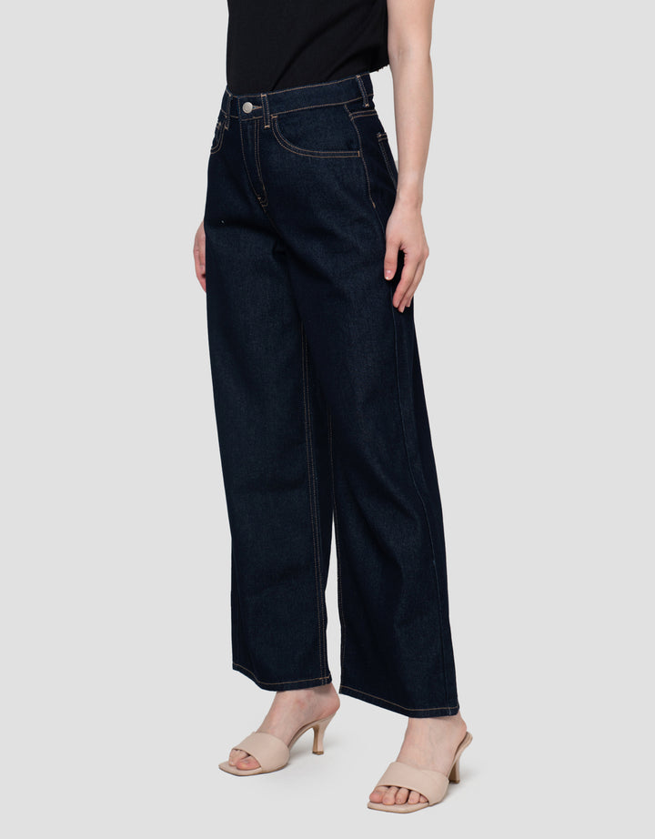Connexion Wide Leg Full Length Whisker Celana Denim Wanita