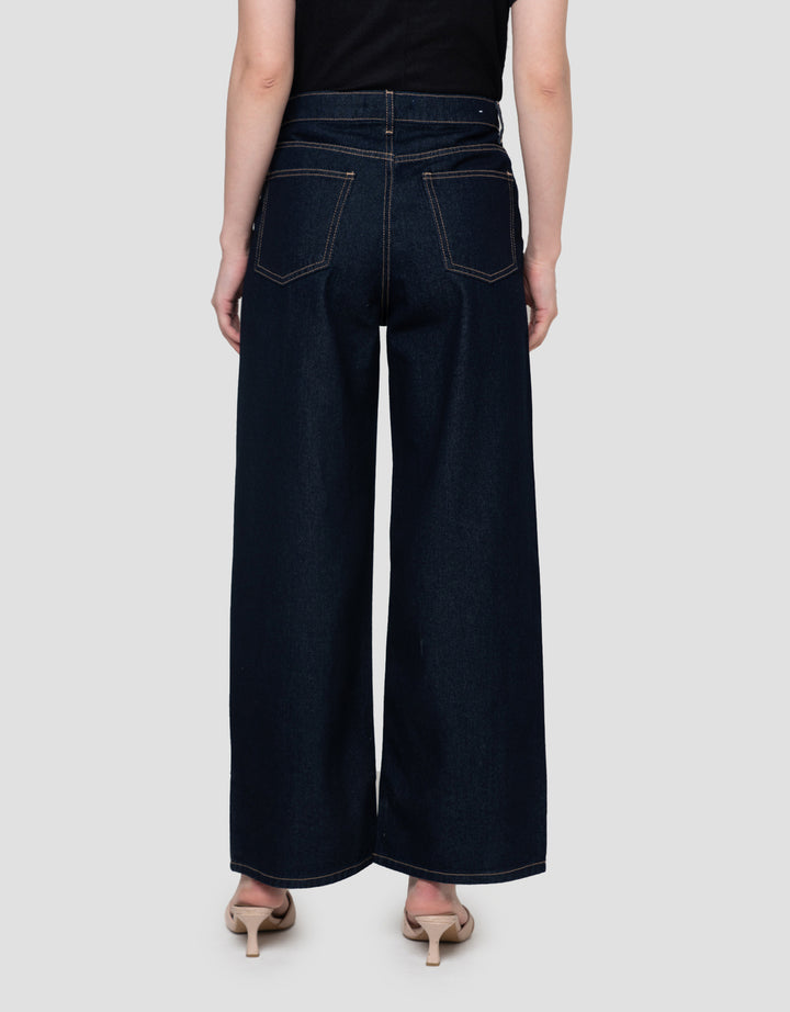 Connexion Wide Leg Full Length Whisker Celana Denim Wanita