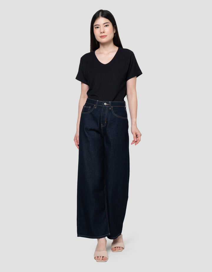 Connexion Wide Leg Full Length Whisker Celana Denim Wanita