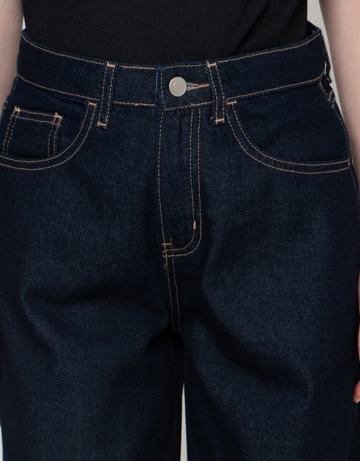Connexion Wide Leg Full Length Whisker Celana Denim Wanita