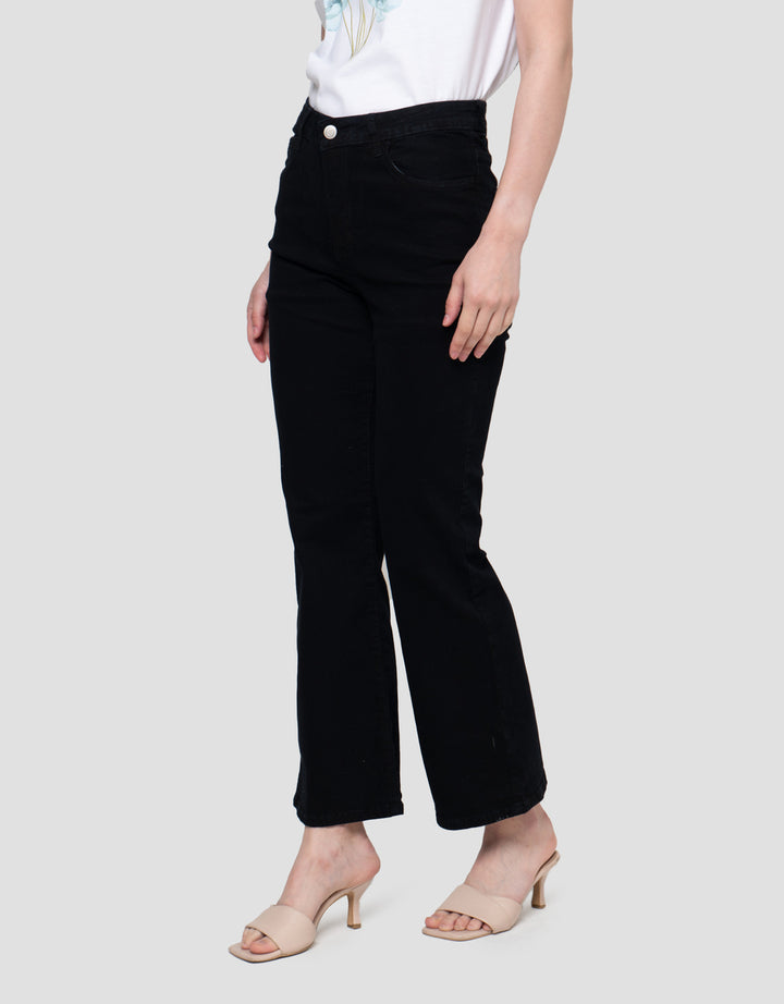 Connexion Bootcut Blck Mid Rise Full Length Celana Denim Wanita