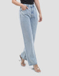 Connexion Barrel Mid Rise Full Length Back Elastic Celana Denim Wanita