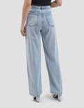 Connexion Barrel Mid Rise Full Length Back Elastic Celana Denim Wanita