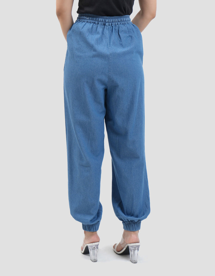 Connexion With Drawstring Loose Fit Jogger Denim Wanita