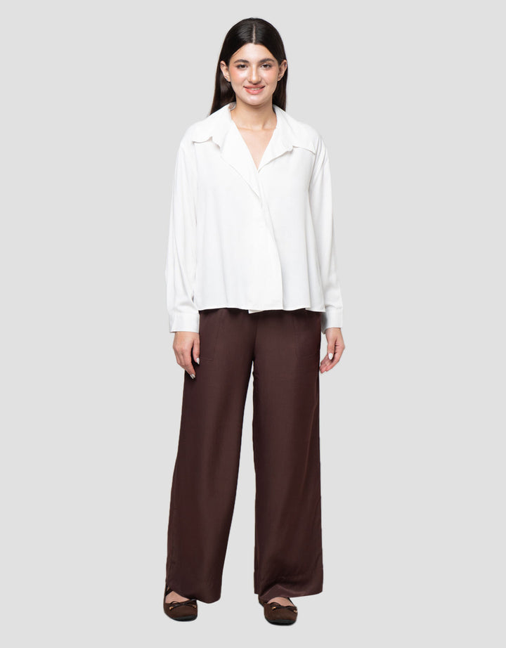 Connexion Ruffle Neck Rayon Kemeja Oversized Wanita