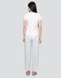 Nevada Strawberry In Blue Rib Knit Pyjama Set Setelan Piyama Wanita