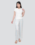 Nevada Strawberry In Blue Rib Knit Pyjama Set Setelan Piyama Wanita