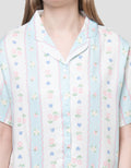 Nevada Floral Heart In Stripes Viscose Setelan Piyama Wanita