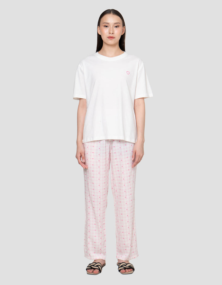 Nevada Hearts Over Gingham Setelan Piyama Wanita