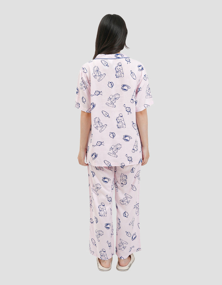 Nevada Garfield Foodie Outline With Piping Detail Setelan Piyama Wanita