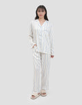 Nevada Wavy Line Viscose Pj Set With Piping Setelan Piyama Wanita