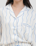 Nevada Wavy Line Viscose Pj Set With Piping Setelan Piyama Wanita