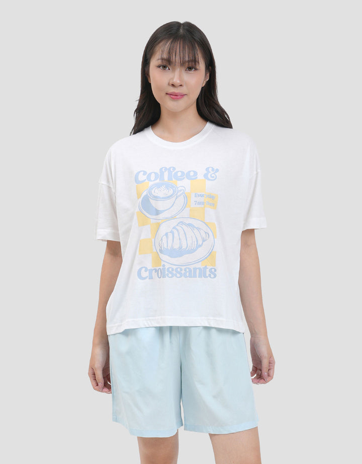 Nevada Coffee And Croissants Tee Setelan Piyama Wanita