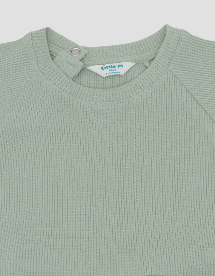 Little M Waffle With Pocket Pakaian Setelan Bayi