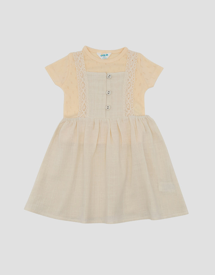 Little M Woven 2Pc Rami Slub Midi Dress Bayi