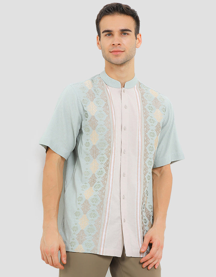 Intresse Green Tease Baju Koko Lengan Pendek Pria