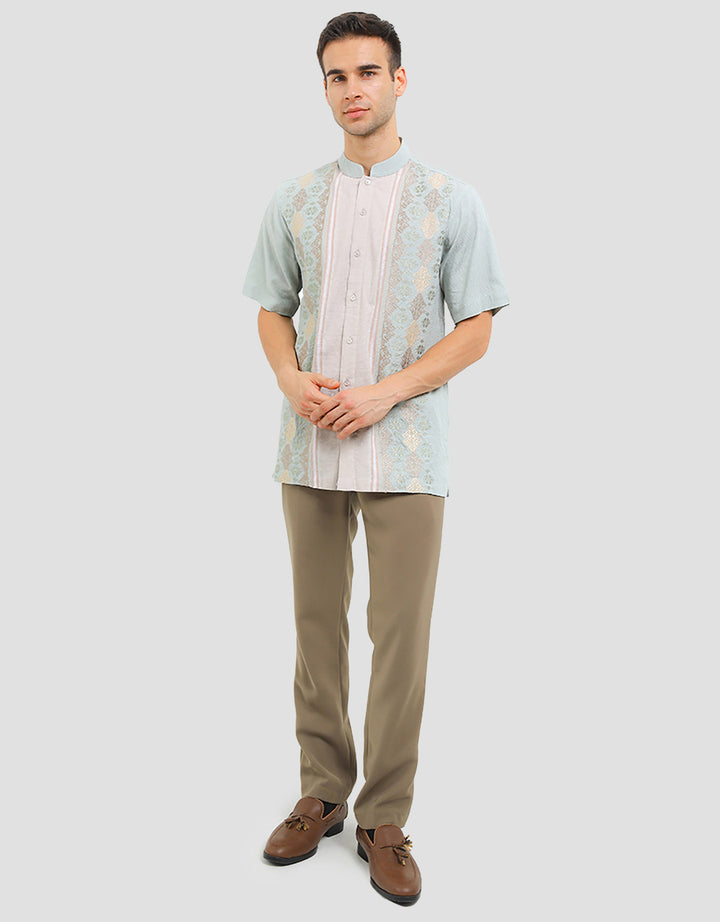 Intresse Green Tease Baju Koko Lengan Pendek Pria