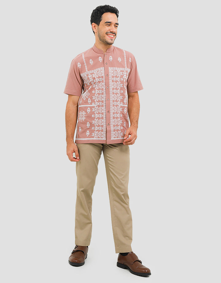 Intresse Petit Point Baju Koko Lengan Pendek Pria