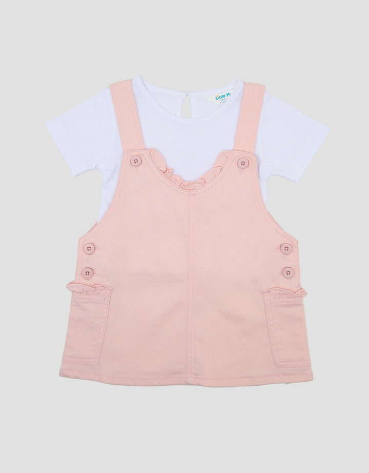 Little M 2Pcs Woven Midi Dress Overall Bayi