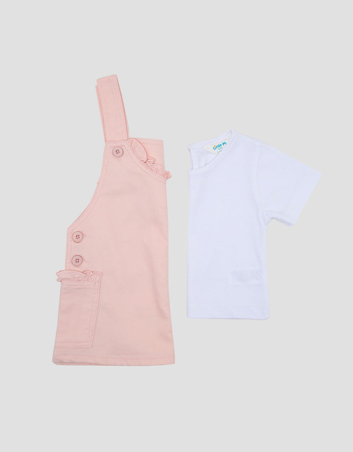 Little M 2Pcs Woven Midi Dress Overall Bayi
