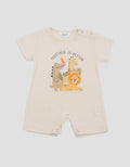 Little M Double Knit Print Lions And Friends Jumpsuit Romper Bayi