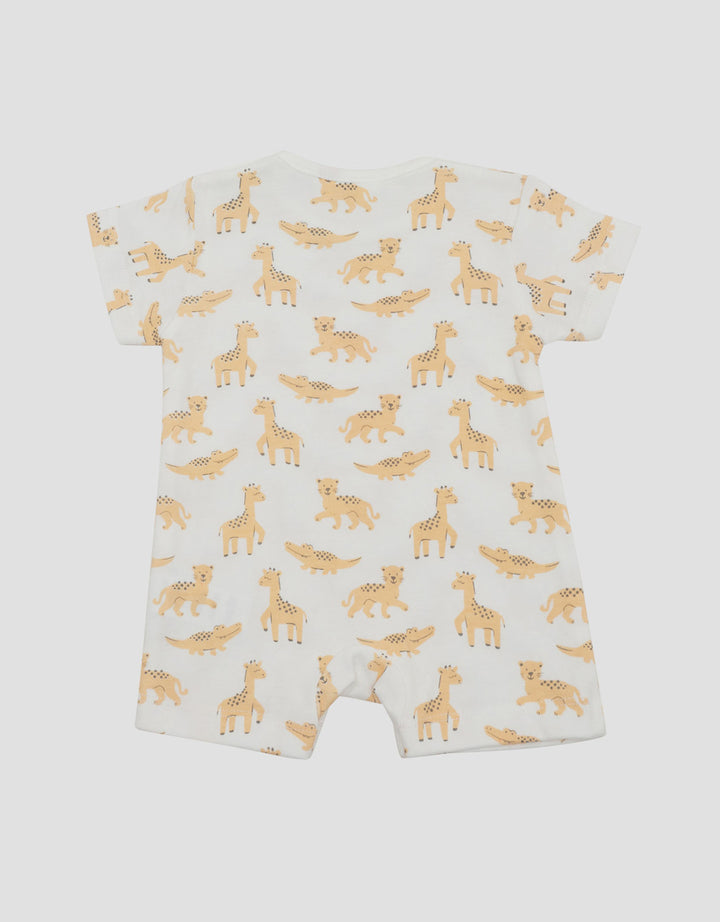 Little M Double Knit Full Print Lions And Friends Jumpsuit Romper Bayi