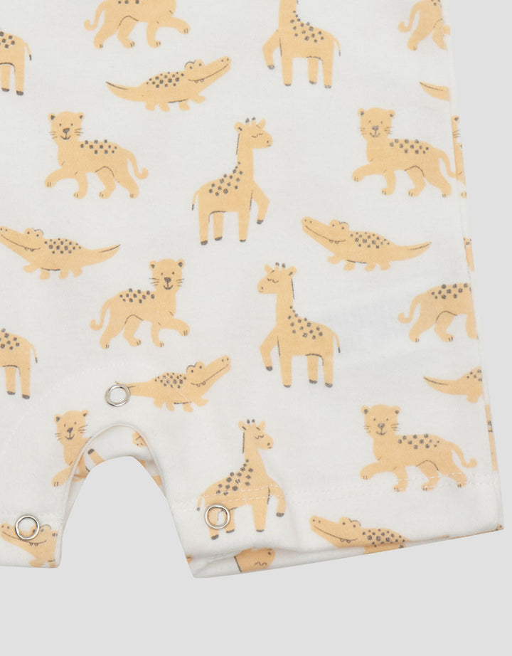 Little M Double Knit Full Print Lions And Friends Jumpsuit Romper Bayi