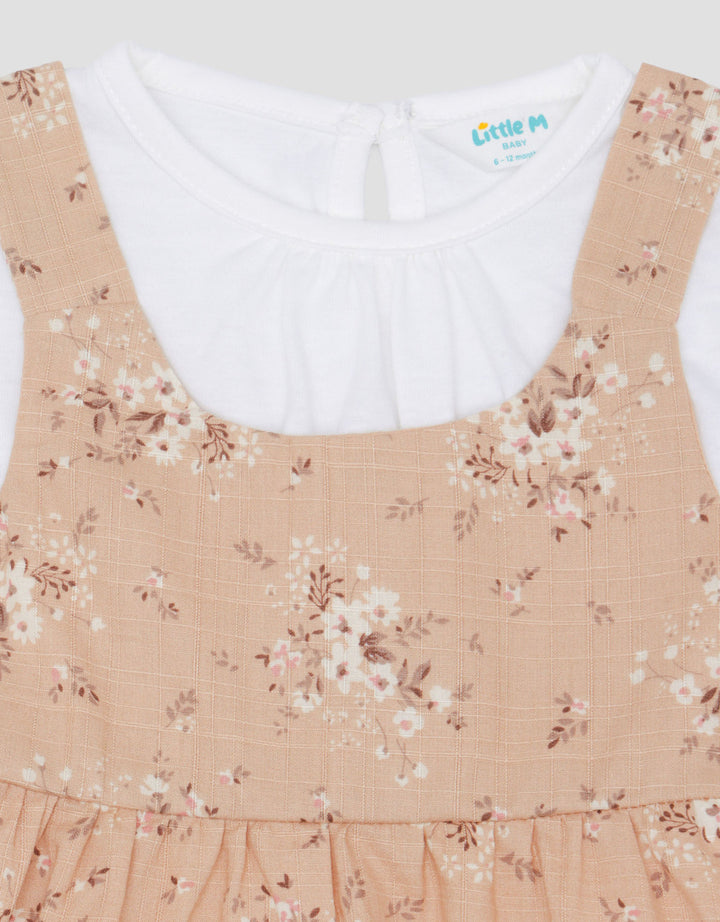 Little M Woven 2Pc Flowers Linen Slub Midi Dress Bayi