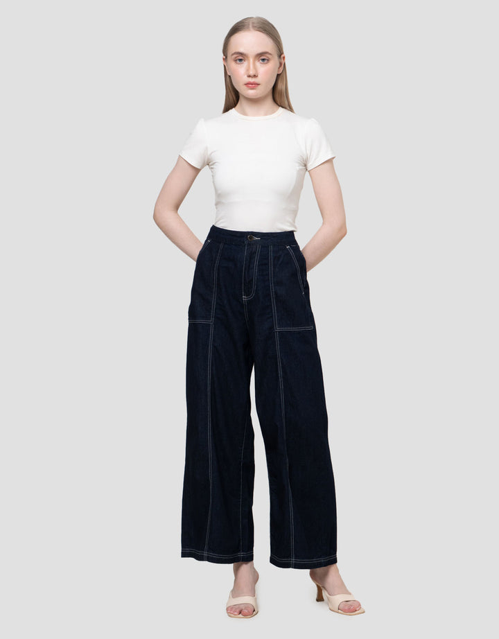 Nevada Contrast Stitch Celana Denim Wanita