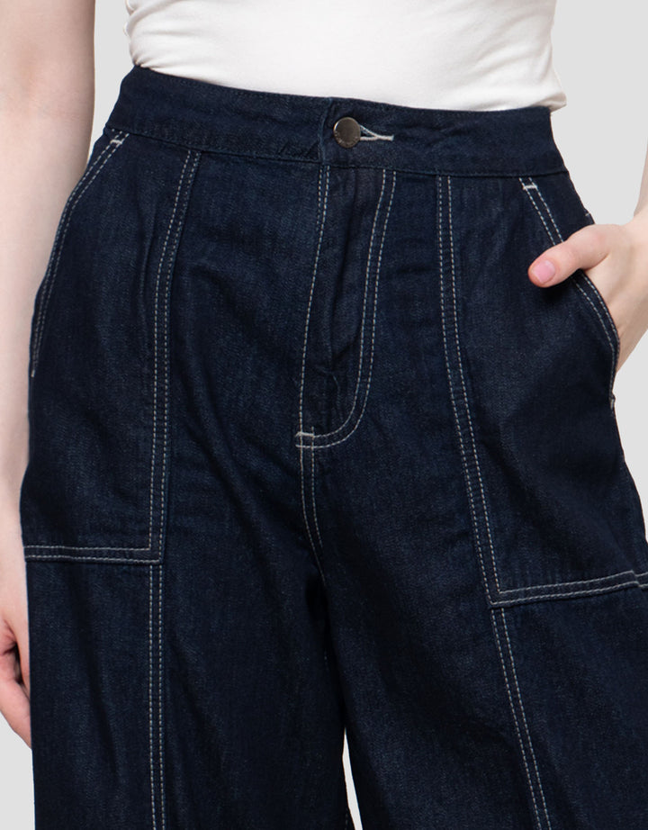 Nevada Contrast Stitch Celana Denim Wanita