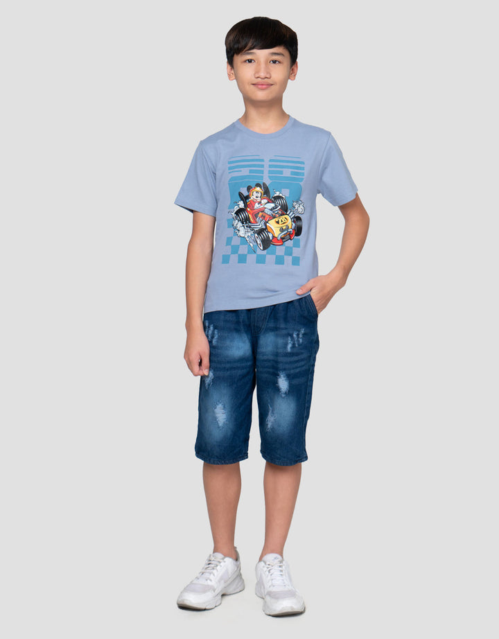 Disney Mickey Racer Print Kaos Anak Laki-laki