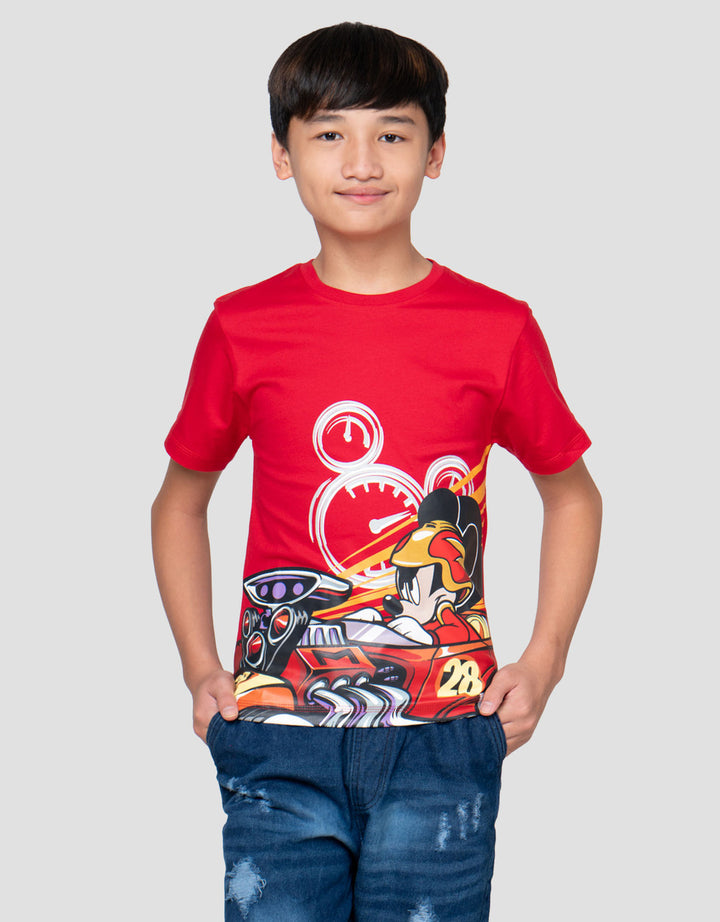 Disney Mickey Racer Speeding Print Kaos Anak Laki-laki