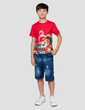 Disney Mickey Racer Speeding Print Kaos Anak Laki-laki