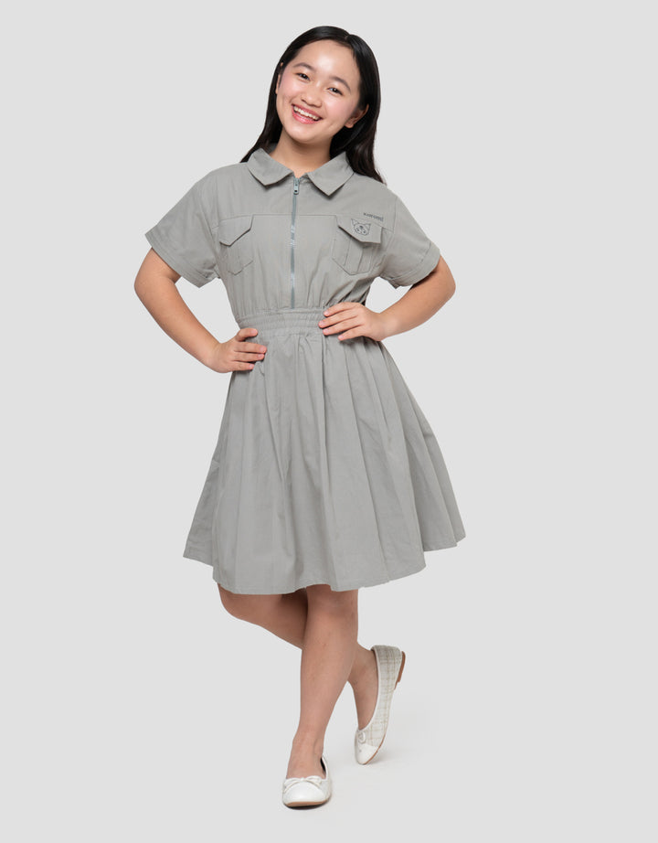 Character Kuromi Zipper Midi Dress Anak Perempuan
