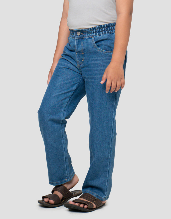 Little M Ribbed Waist Celana Panjang Denim Anak Laki-Laki