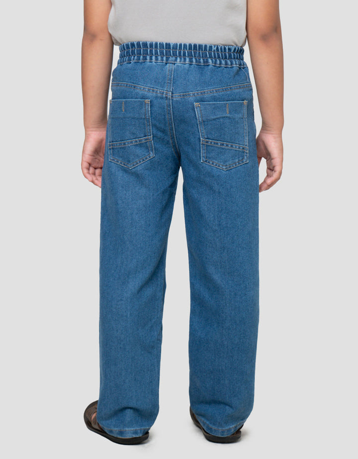 Little M Ribbed Waist Celana Panjang Denim Anak Laki-Laki