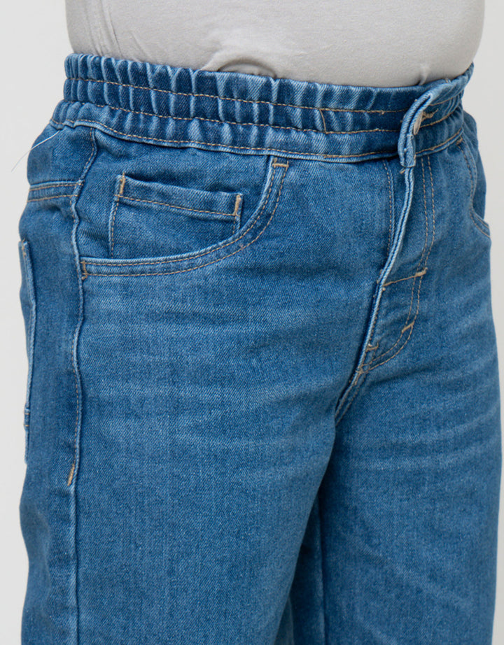 Little M Ribbed Waist Celana Panjang Denim Anak Laki-Laki